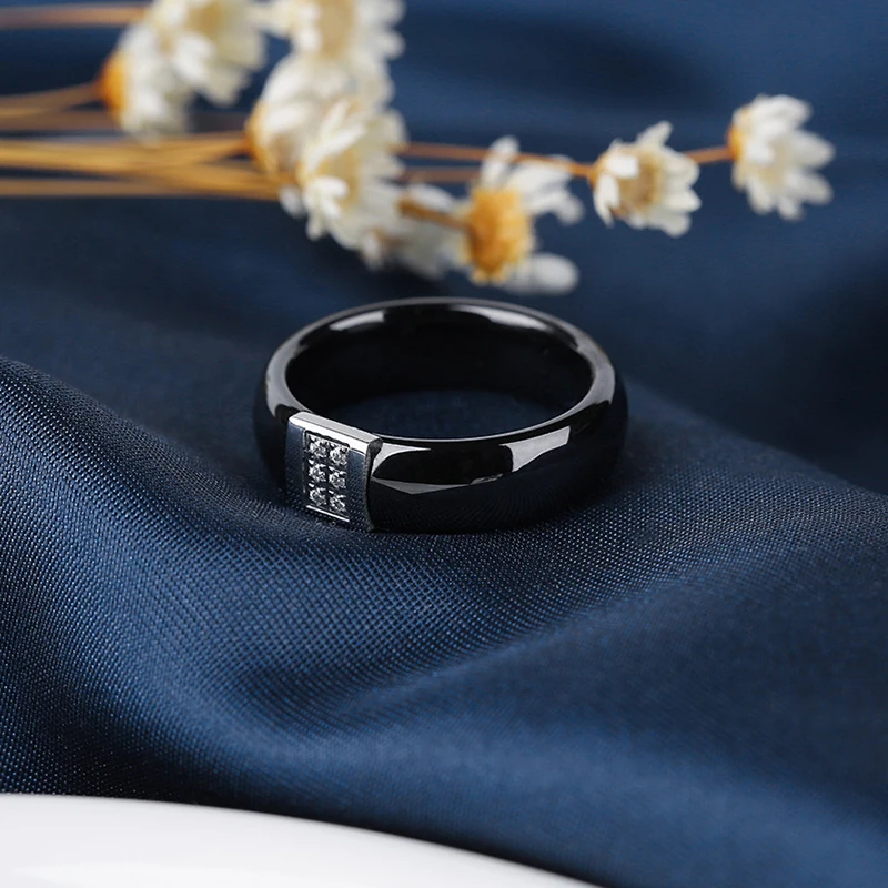 Классический стиль горный хрусталь 6 мм Здоровые черные керамические кольца для