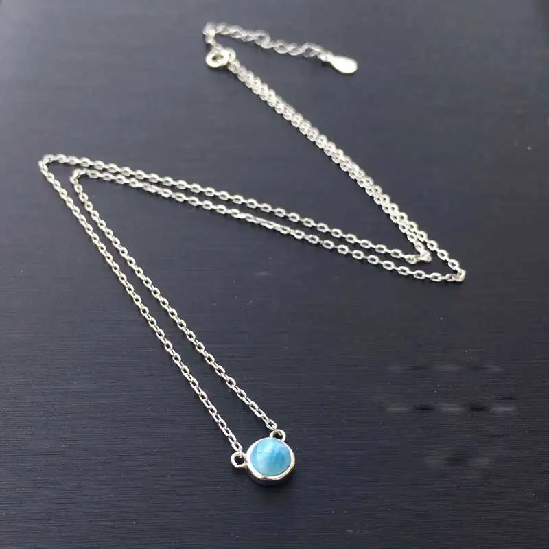 Женская подвеска Ларимар CSJ из натурального синего серебра 5 мм свадебные и