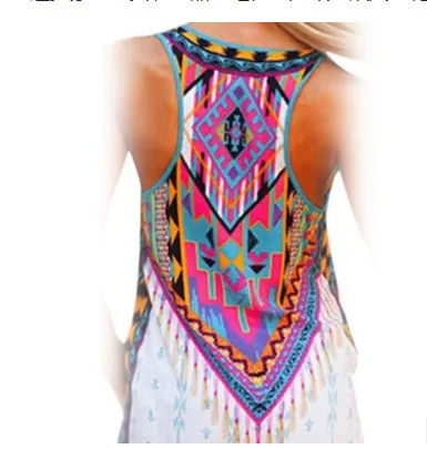 

Summer Brief Harajuku Shirt Women Trendy Boho Print Summer Tops With Sleeveless Camisetas Mujer