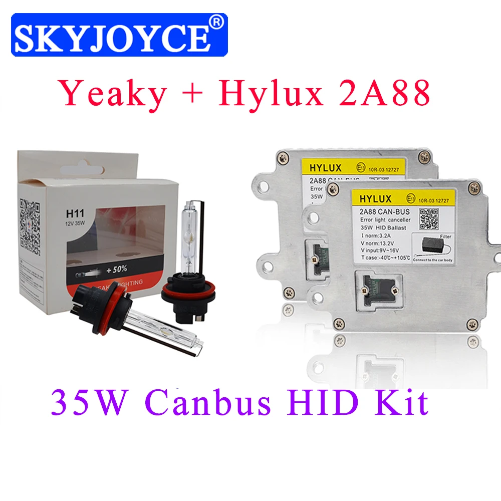 Оригинальная 12 в 35 Вт лампа Yeaky 4500 к 5500 6500 H1 H7 H3 H11 D2H HID Canbus комплект фар Hylux 2A88