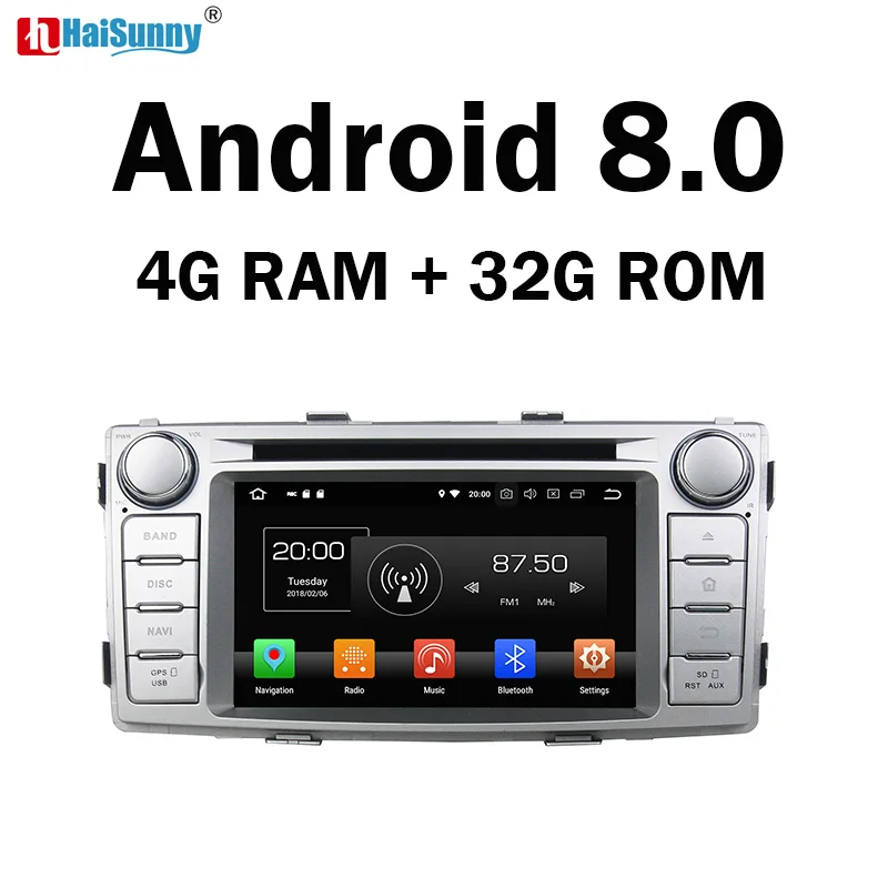 HaiSunny Восьмиядерный Android 8 0 автомобильный DVD PC плеер подходит для Toyota Hilux 2012 2015 bluetooth