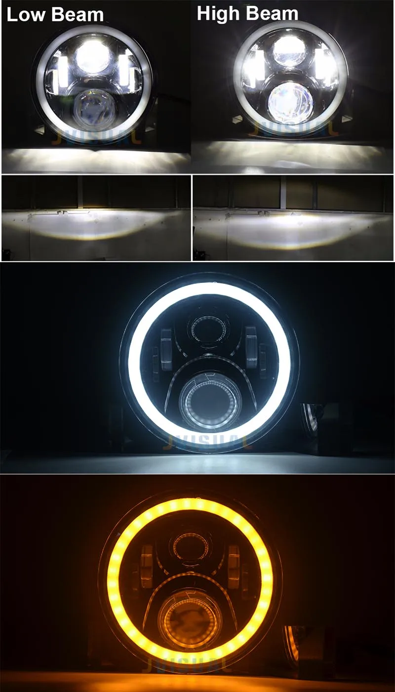 7 дюймов аксессуары для мотоциклов светодиодный фонарь DRL Angel Eye налобный фонарь Softail Touring Trike 883 проектор