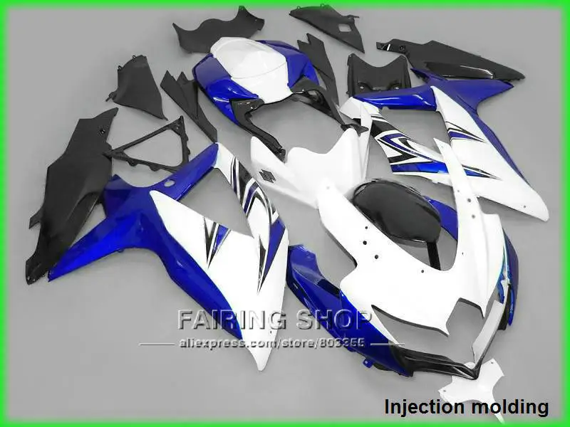 Литьевые Обтекатели для suzuki gsxr 600 750 2008 2009 2010 белый синий черный мотоциклетный