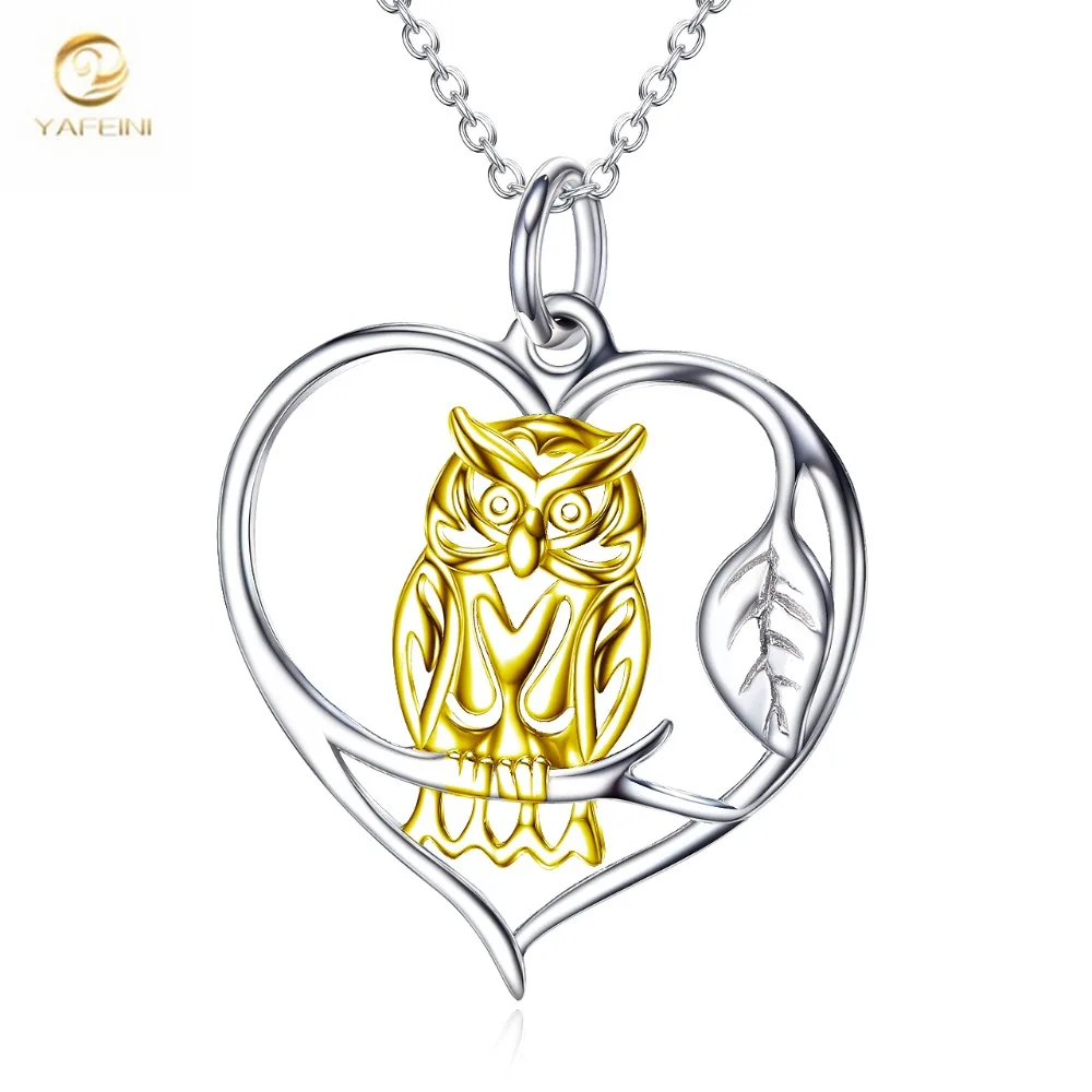 Женская цепочка из серебра 100% пробы с кулоном в виде совы|heart shaped necklace|bird pendantpendant