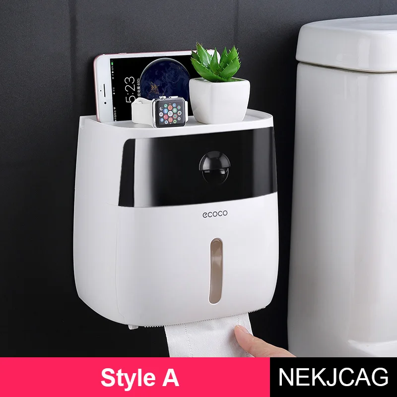 Style A Водонепроницаемый настенный держатель для туалетной бумаги, полка для туалетной бумаги, лоток для рулонной бумаги, коробка для хранения бумажных трубок, креативный лоток - Цвет: Style A