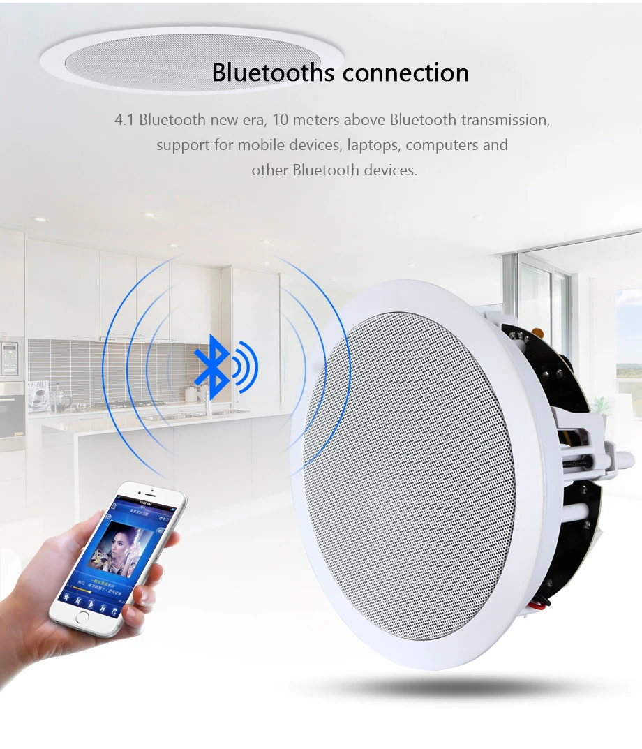 Oupushi VX5-C VX6-C bluetooth динамик 8 ом коаксиальный кабель Hi-Fi потолочный Динамик 2-путь домой Театр 6,5 дюймов фоновой музыки Динамик