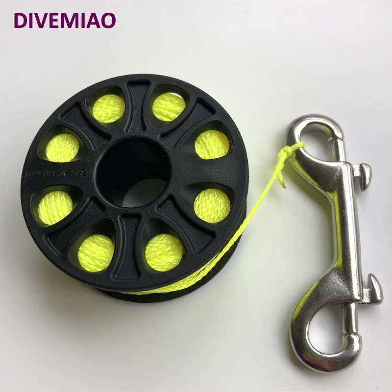 Новое поступление, DIVEMIAO, подводное снаряжение, катушка для дайвинга, катушка 30 м, веревки с SS, двухсторонняя оснастка, флуоресцентный желтый цвет
