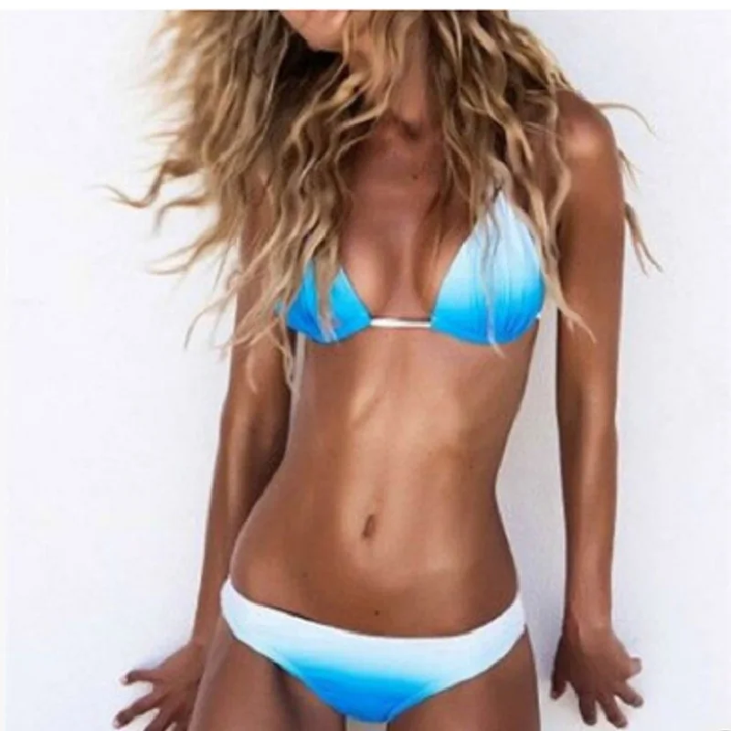 Новый тренд женский сексуальный бикини купальник голубой белый градиент