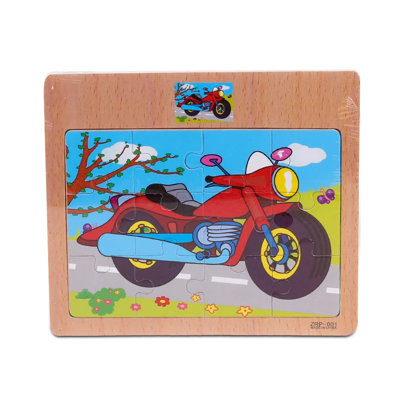 Motorcycle Детская головоломка-головоломка, деревянная доска, игрушка-головоломка, детская От 1 до 5 лет, мультяшное животное и движение, Когнитивная головоломка для раннего образования - Цвет: Motorcycle
