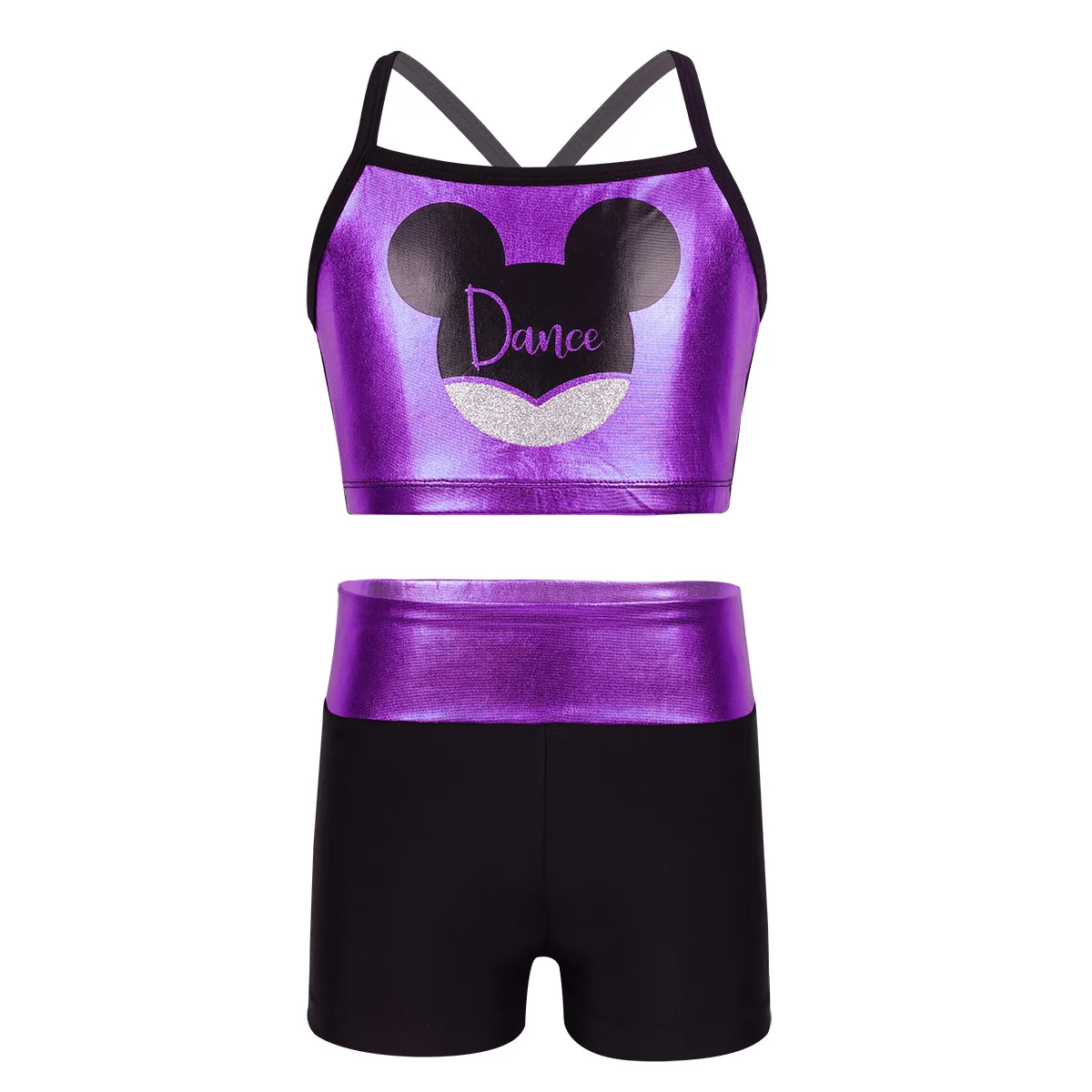 Комплект из 2 предметов топ на бретелях и шорты для гимнастики топы без рукавов