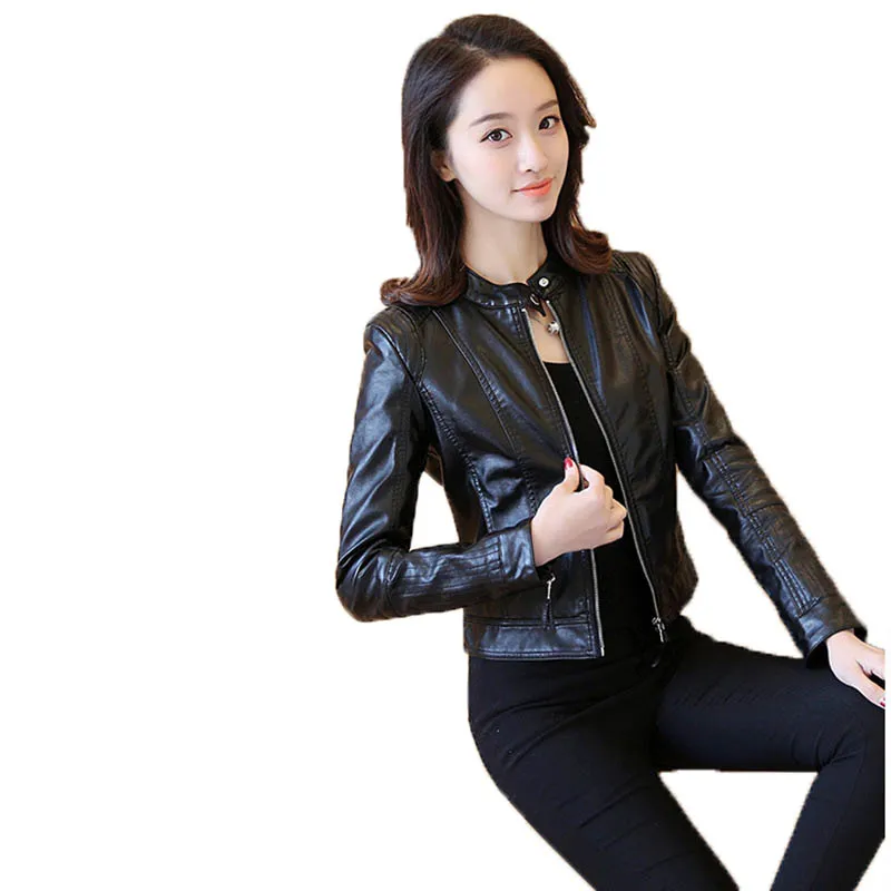 Осенняя мотоциклетная куртка из искусственной кожи для женщин пикантная женская