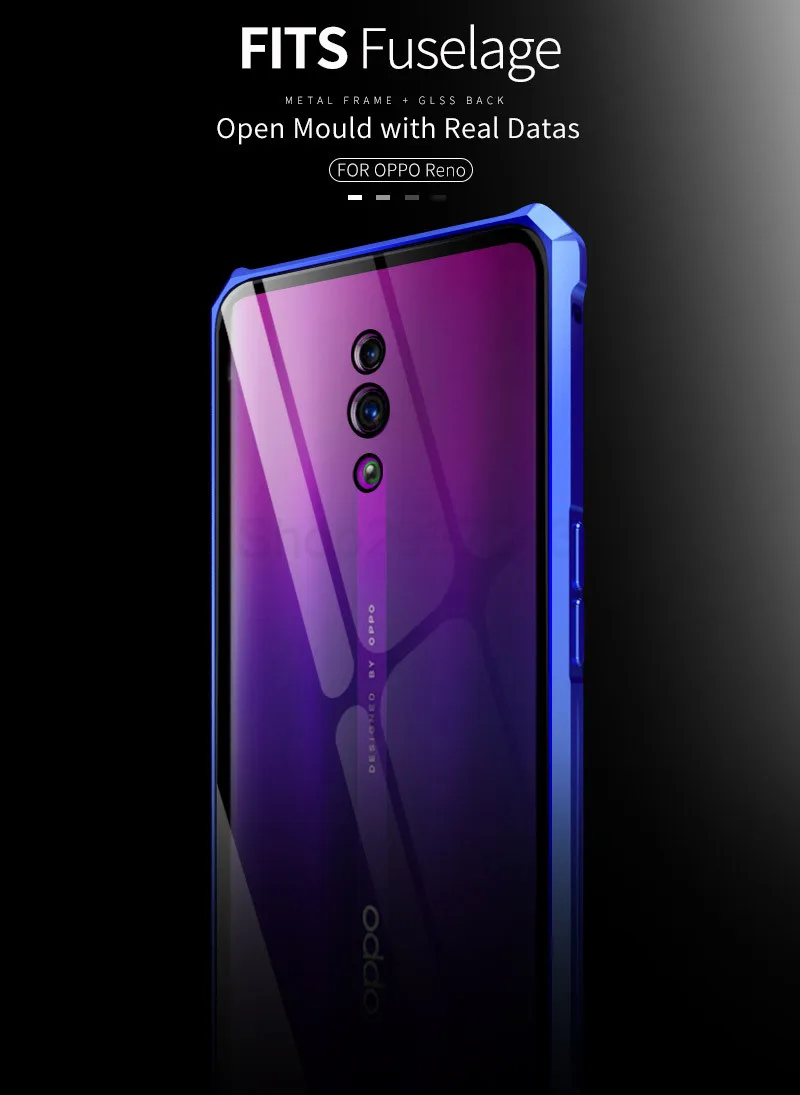 Роскошный Алюминиевый металлический бампер, защитный чехол для OPPO Reno 10x Zoom, чехол, противоударный, прозрачный, стеклянный, задняя крышка, OPPO Reno 10X Zoom coque