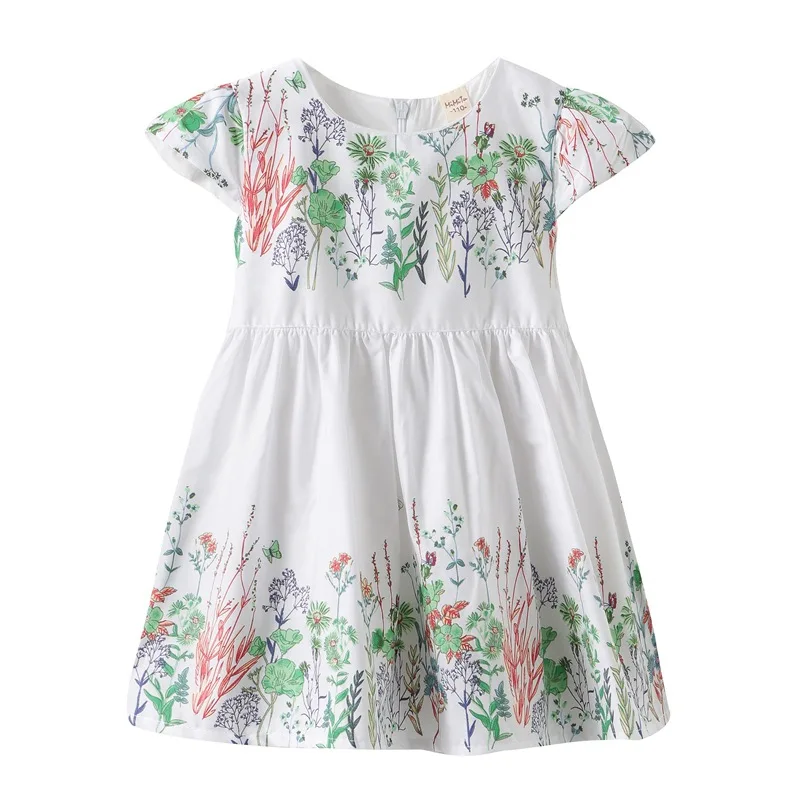 2019 new summer girls dress children's casual pattern petal sleeve dresses kids flower princess A-Line cotton | Детская одежда и