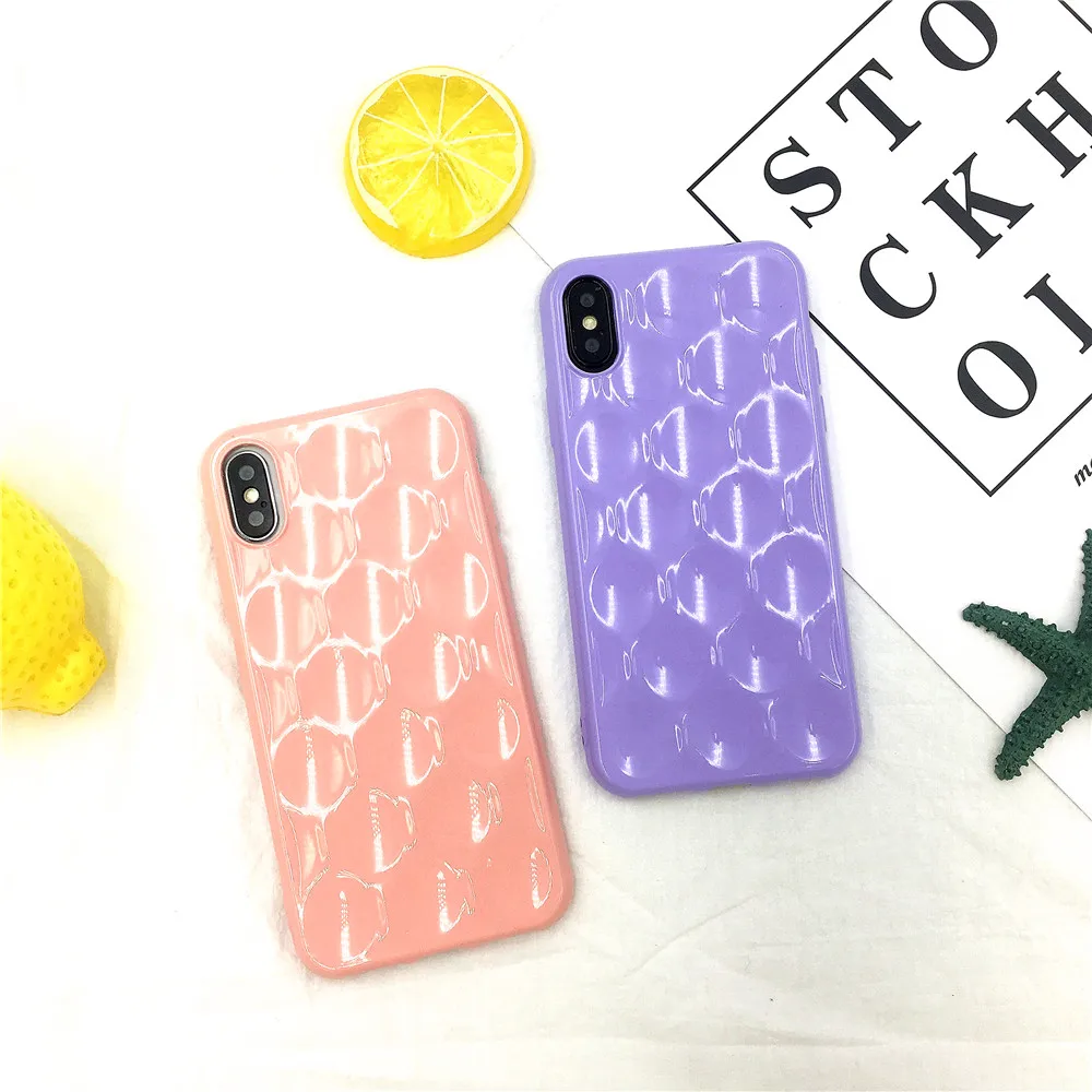 3D силиконовый чехол для iPhone 8 аксессуары яркие розовые желтые фиолетовые мягкий