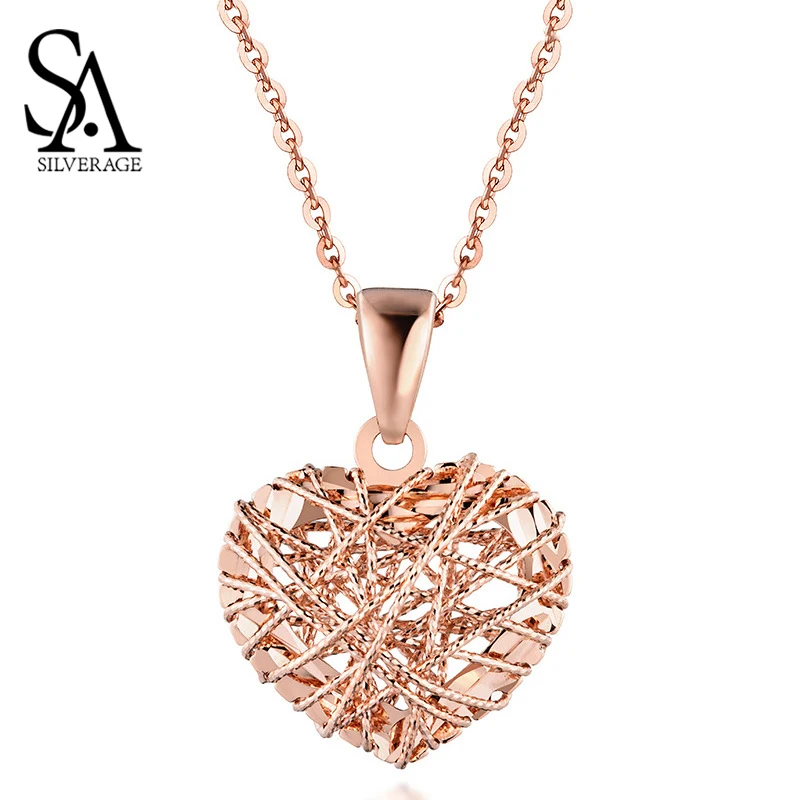 SA SILVERAGE ожерелье с подвеской золотое 18K розовое золото/белое золото/желтое золото