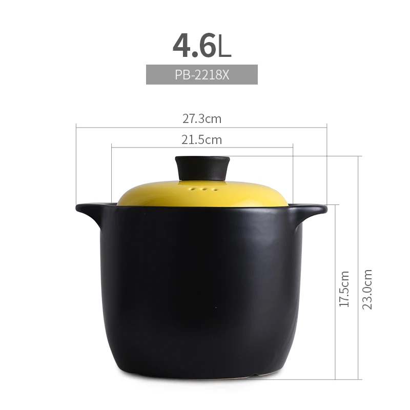 4600ml Черные эмалированные керамические суповые горшки кастрюля для тушения кастрюля большая сделка керамическая сковорода кухонная посуда Cocotte Ceramique - Цвет: 4600ml