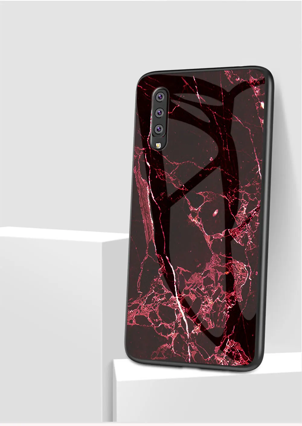 D Чехол для телефона samsung Galaxy A50, чехол для samsung A40 A70, мраморный чехол из закаленного стекла, силиконовая рамка, чехол для samsung A50 - Цвет: D