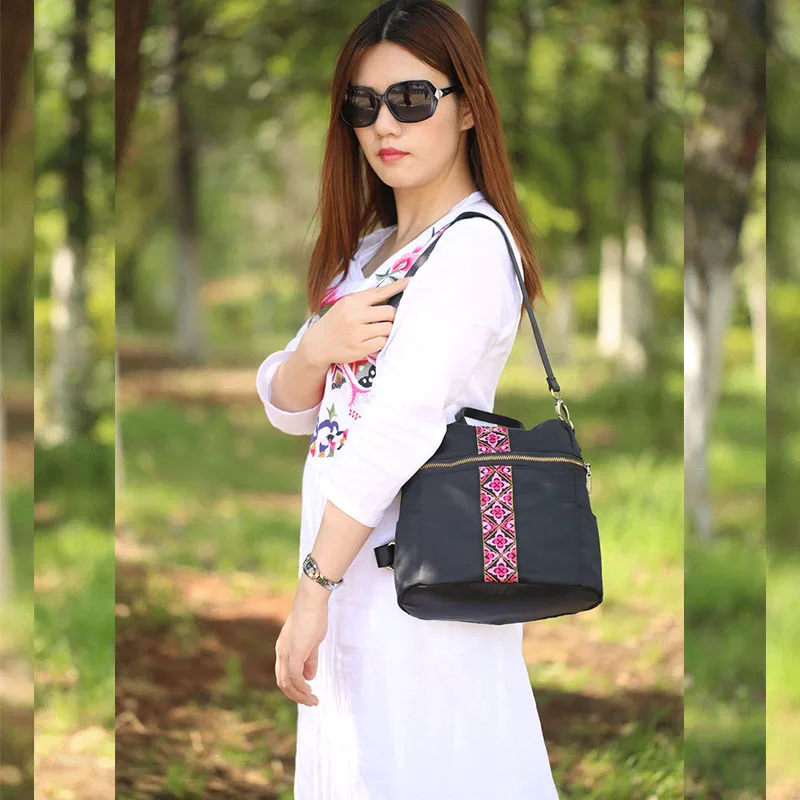 lady Durable Concise black floral Backpack High Quality Large Capacity Bookbags for Student Soft Surface Embroidered | Багаж и сумки