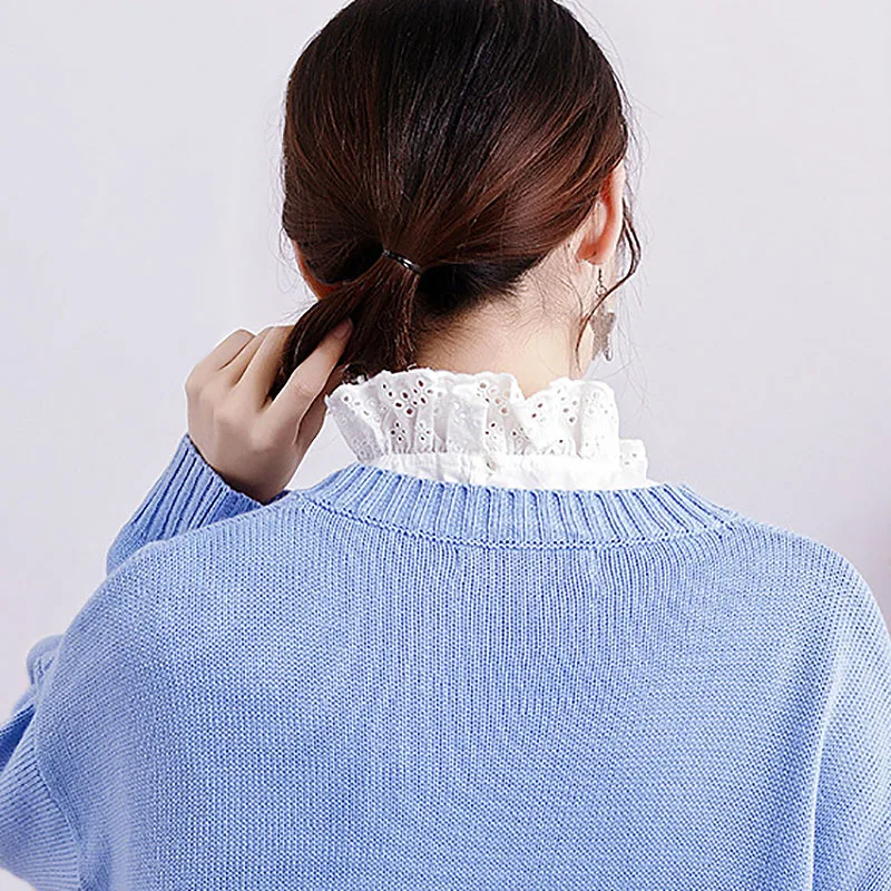 Модные кружевные воротники Wowmen белая рубашка с оборками и воротником стойкой