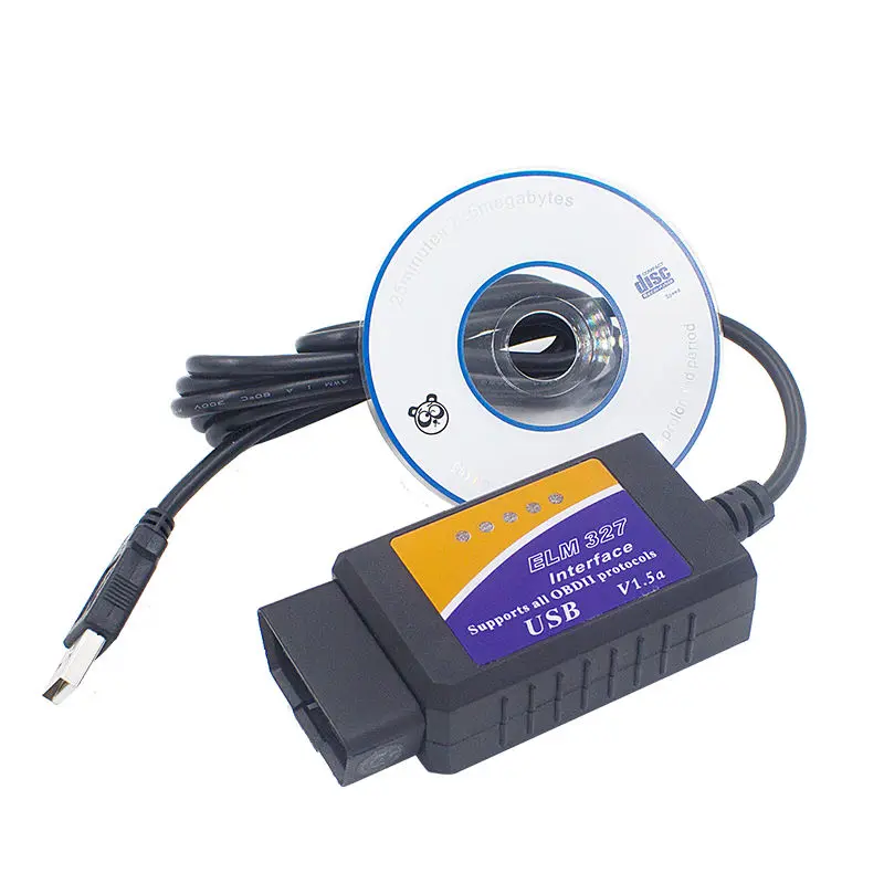 V1.5 obd2 elm327 usb can bus сканер USB кабель интерфейса OBDII elm 327 v1.5 высококачественный OBD 2
