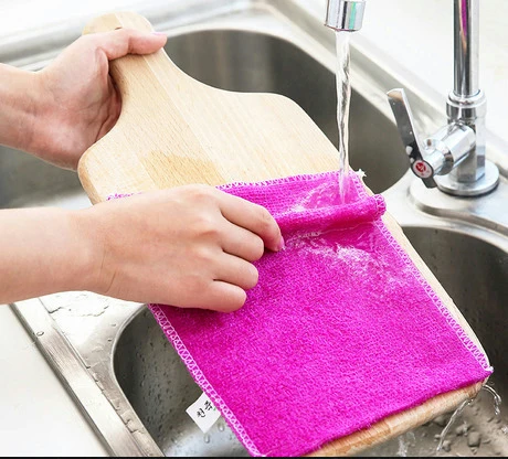 4 Bamboo fiber dish towel lint-free oil-free cloth bamboo charcoal dishcloth wash cloths household kitchen | Дом и сад