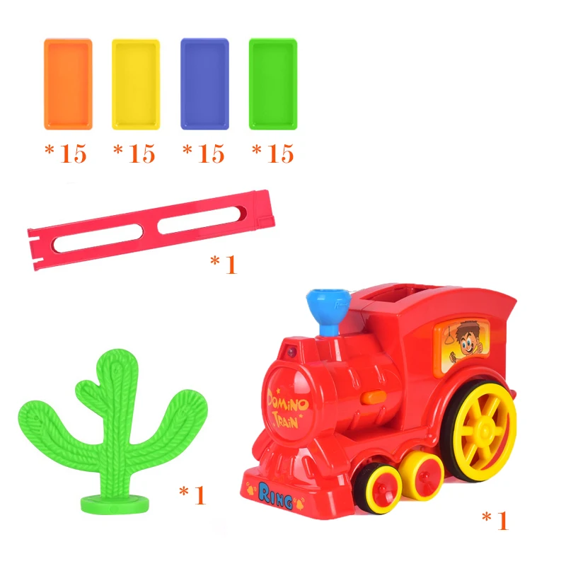 Train Red Новое поступление игровой набор домино поезд автоматический поезд с 60 красочными блоками домино DIY игрушки подарок для детей - Цвет: Train Red