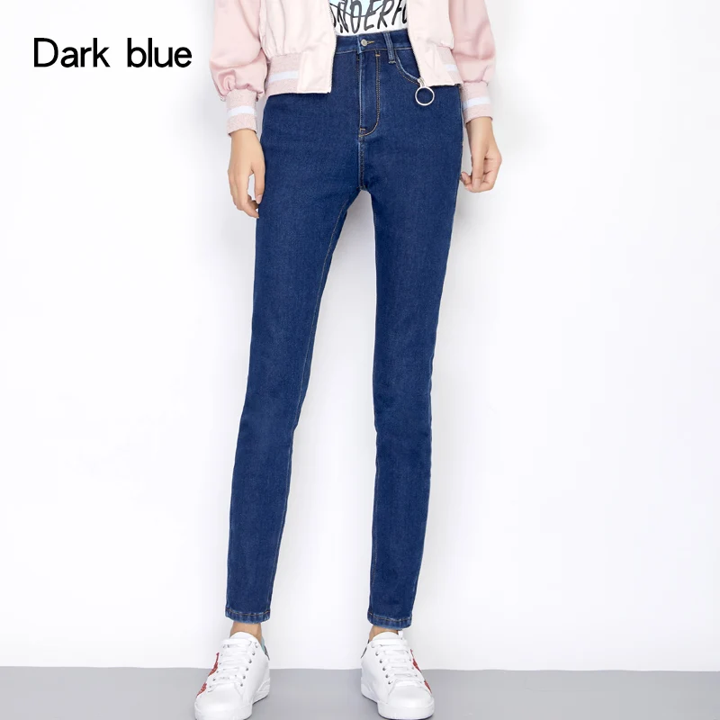 Dark Blue 7148R LEIJIJEANS, флисовые плотные черные зимние джинсы размера плюс, Вельветовые женские джинсы, L-6XL, обтягивающие, с добавлением шерсти, плотные Женские джинсы-карандаш - Цвет: Dark Blue 7148R