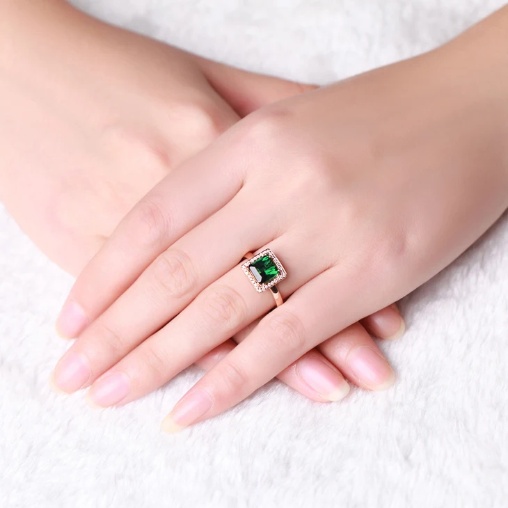 ZOCAI Новое поступление CHANSON серии 2,0 CT настоящий зеленый турмалин чистый 18 K розовое золото кольцо с 0,12 CT натуральный бриллиант
