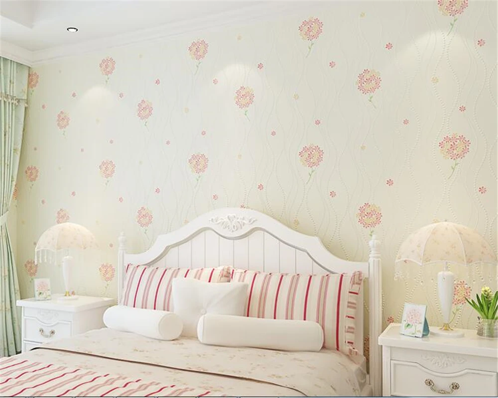 Beibehang настенная бумага в пасторальном стиле для спальни розового одуванчика