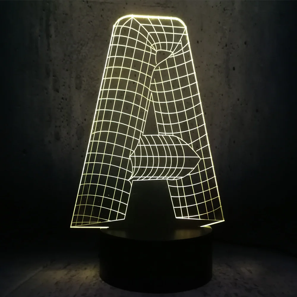 3D лампа буквы алфавита письменный стол настольная ночного освещения флеш