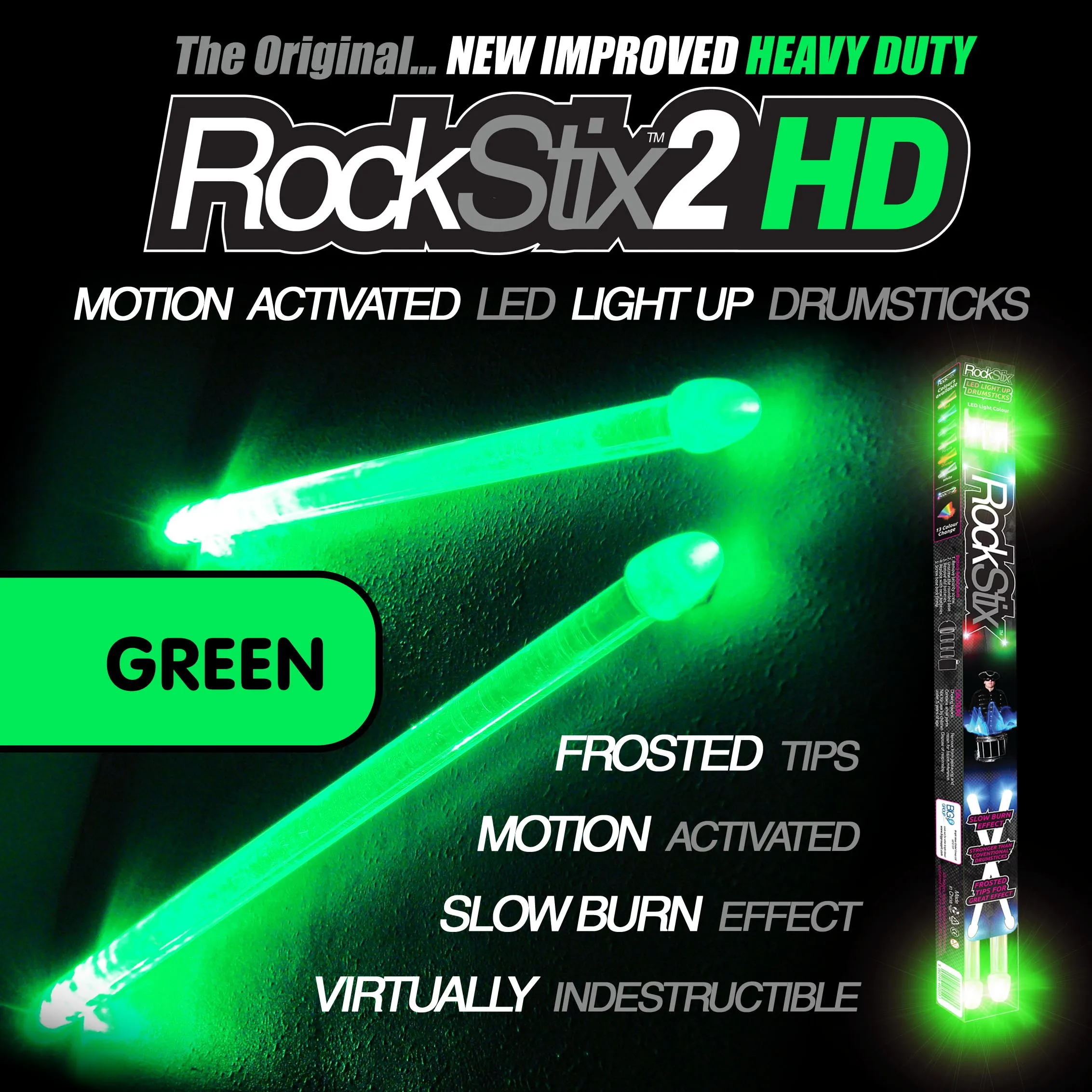 Rockstix 2 HD ярсветодиодный светодиодные барабанные палочки с 7 индивидуальными