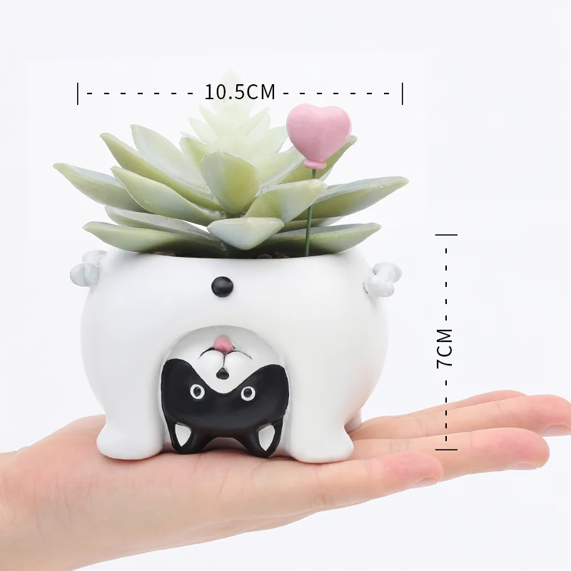 Вверх дном животное из смолы кашпо для суккулентов Kawaii милые мини-горшки цветов