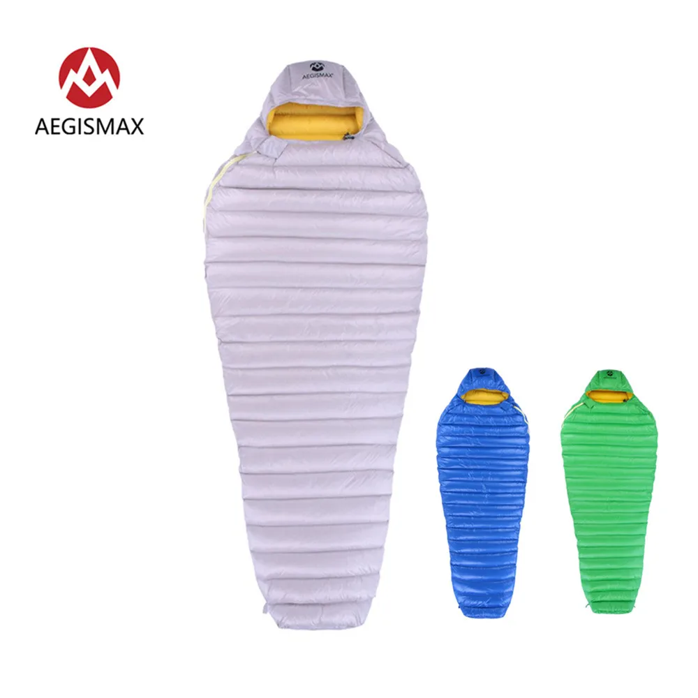AEGISMAX Открытый лагерь ультра сухой белый гусиный пух спальный мешок 700FP Мумия Тип спальное снаряжение водоотталкивающий пух