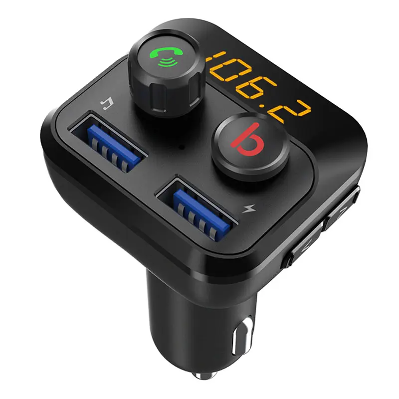 Автомобиль mp3 плеер FM передатчик Bluetooth 5,0 беспроводной приемник USB Автомобильное зарядное устройство U диска lossless музыка Bluetooth Car Kit - Название цвета: Черный