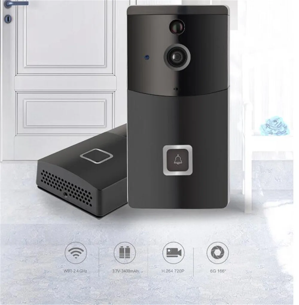 Wireless WIFI 720P Doorbell  166 Degree Wide Angle Video Door Phone