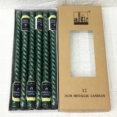 green 2*25 см, 12 см, шт./кор. спираль палочка длинная лампы в форме свечи золотого, серебряного цвета Свеча светильник ужин свадьба - Цвет: green