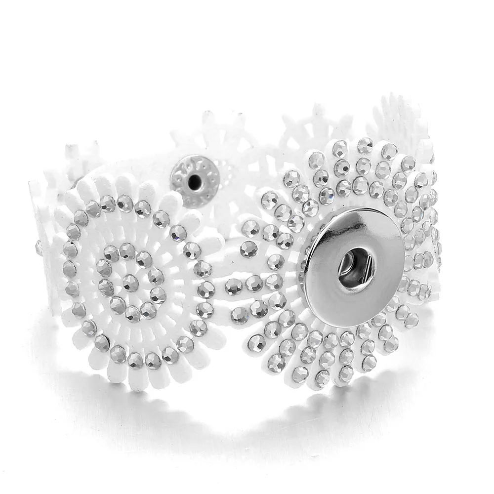 Женский браслет Оснастка из искусственной кожи черного цвета 20 см 18 мм|bracelet fit|button