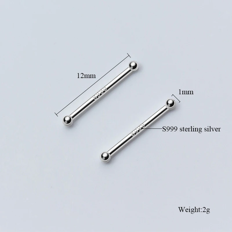 

Hot S999 Sterling Silver Earrings For Women Simple Small Ear Stick Earrings Fashion Female Ear Hole Jewelry