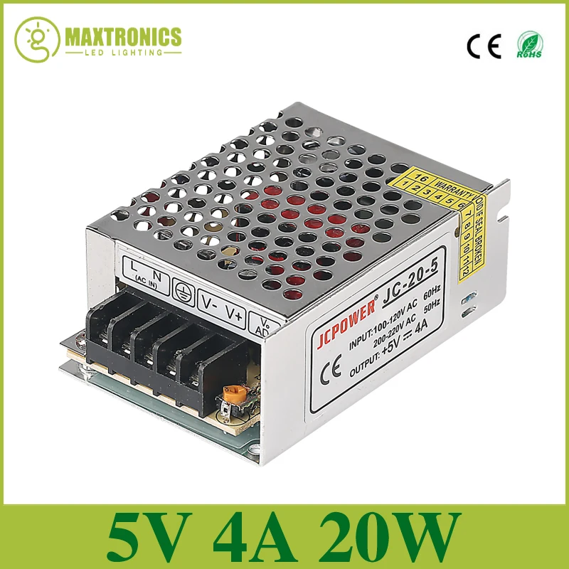 Драйвер импульсного источника питания для светодиодной ленты 5 В 4 а 20 Вт 100-220 в