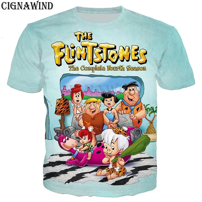 Забавный мультфильм Jetsons Meet The Flintstones Футболка Мужская/Женская Футболки с 3D-принтом Harajuku стиль футболка уличная топы
