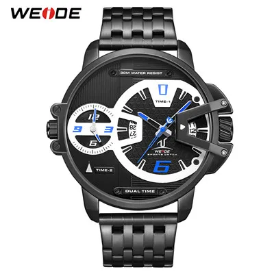 UV1702B-4C WEIDE мужские спортивные военные часы с ремешком из нержавеющей стали с автоматической датой, Кварцевые Мужские Аналоговые мужские часы с Т-образным ремешком, наручные часы, мужские часы - Цвет: UV1702B-4C