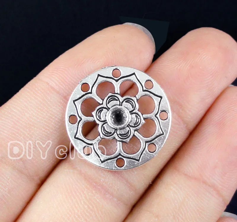 

50pcs-Antique Tibetan silver Flower Connector Charms 22mm