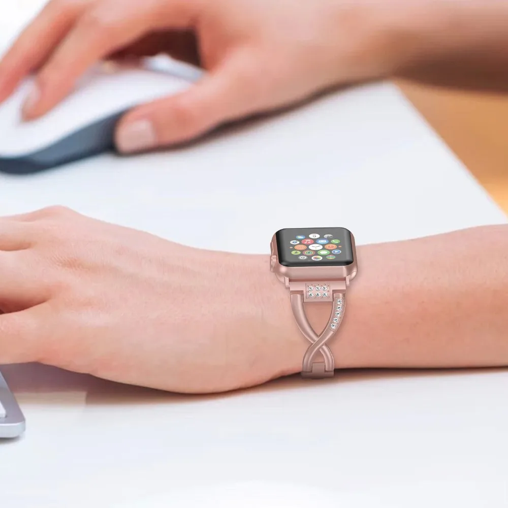 Бриллиантовый ремешок для Apple Watch 38 мм 42 мм 40 мм 44 мм браслет для женщин ремешок из нержавеющей стали для Apple Watch Series 5 4 3 2