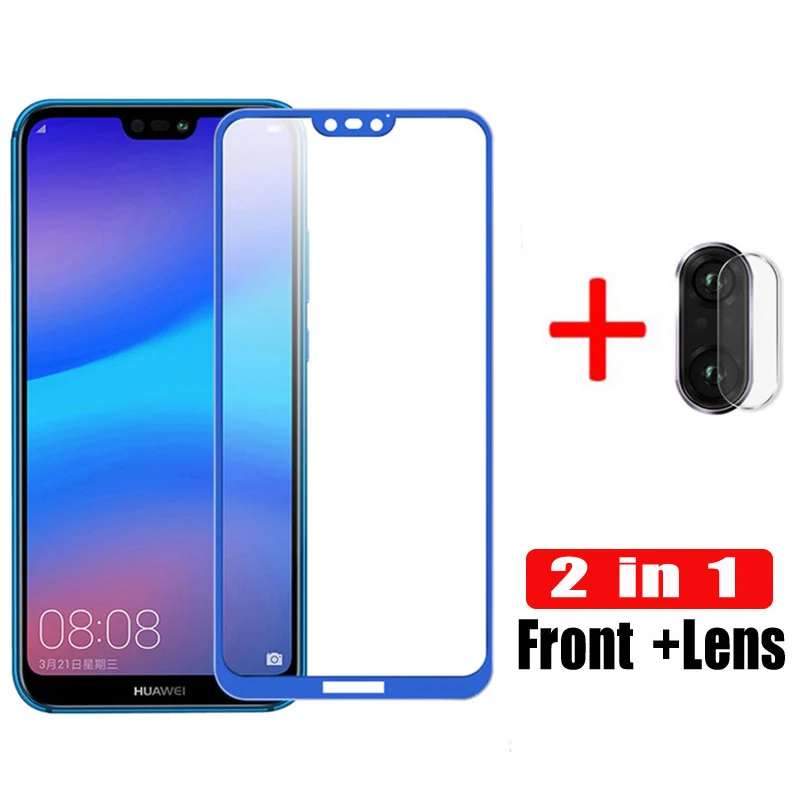 

2-в-1 9D протектор экрана из закаленного стекла для Huawei P20 Lite объектив камеры глас P 20 Lite Защитное стекло для экрана Huwei P20 свет защитная пленка