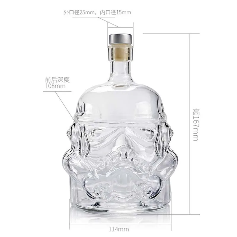 1Pcs Glass Decanter Новые Звездные войны белый солдат дизайн высокая боросиликатная стеклянная бутылка Персонализированные портативный обесцвечиваемые прозрачные декантеры и чашка - Цвет: 1Pcs Glass Decanter
