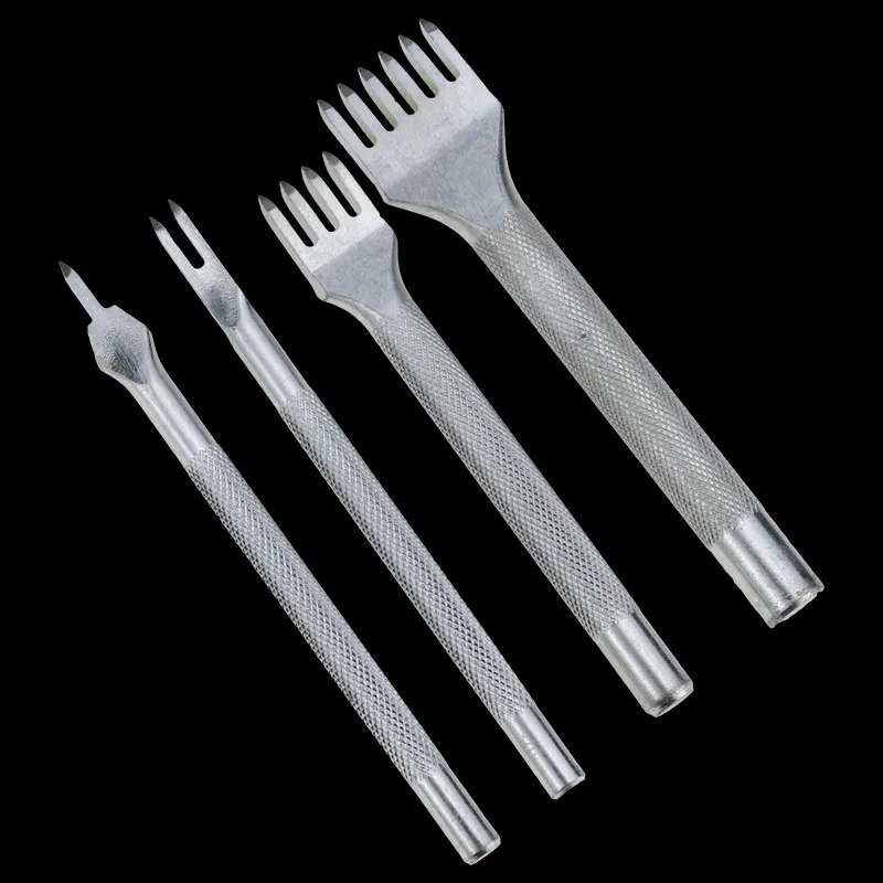 4PCS 4 шт. 1/2/4/6 4 мм зубец кожа ремесленных инструментов наборы для ухода за кожей Diy ручной работы кожаные инструменты для создания небольших отверстий для шнуровки для сшивания рабочее долото - Цвет: 4PCS