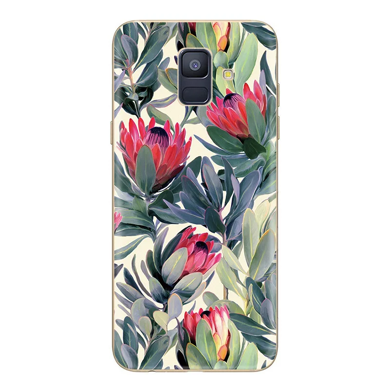 Чехол для Samsung Galaxy A5 A6 A8 A7 2017 Plus 2018 J3 J4 J5 J6 J7 S9 S8 S7 чехол телефона с цветами ТПУ мягкие