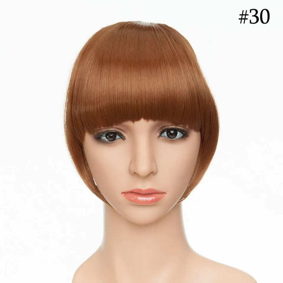 light auburn SNOILITE 2 зажима в челке наращивание волос Синтетический Черный Коричневый Красный Бахрома Волос Натуральный челка шиньон для женщин - Цвет: light auburn