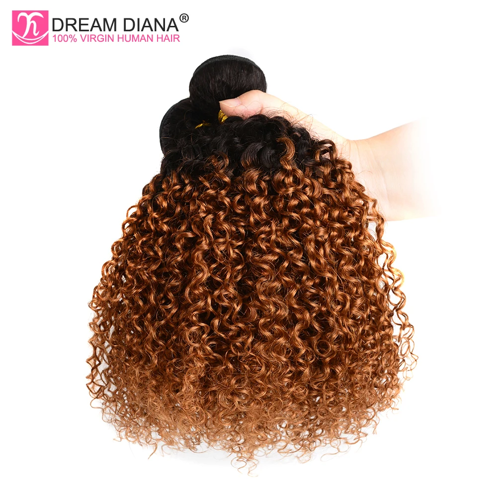 Dream Diana Ombre малазийские кудрявые вьющиеся волосы два тона 1B30 3 пучка по цене темно