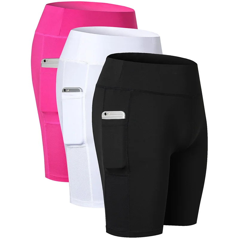 black white pink Местная США 3 шт. сексуальные карманные спортивные женские шорты Фитнес-плотно одежда для йоги спортивные брюки черные шорты для бега - Цвет: black white pink